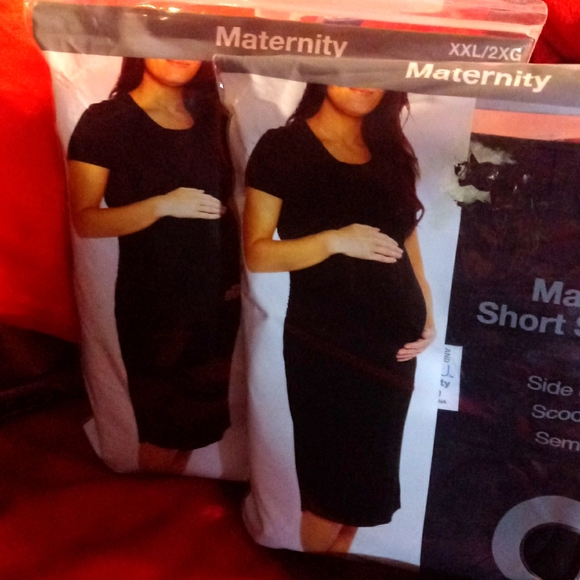 NWT. MATERNITY SHORT SLEEVE RIBBED RUCHED SIDE T SHIRT DRESS. PLUS SIZE - Picture 1 of 5